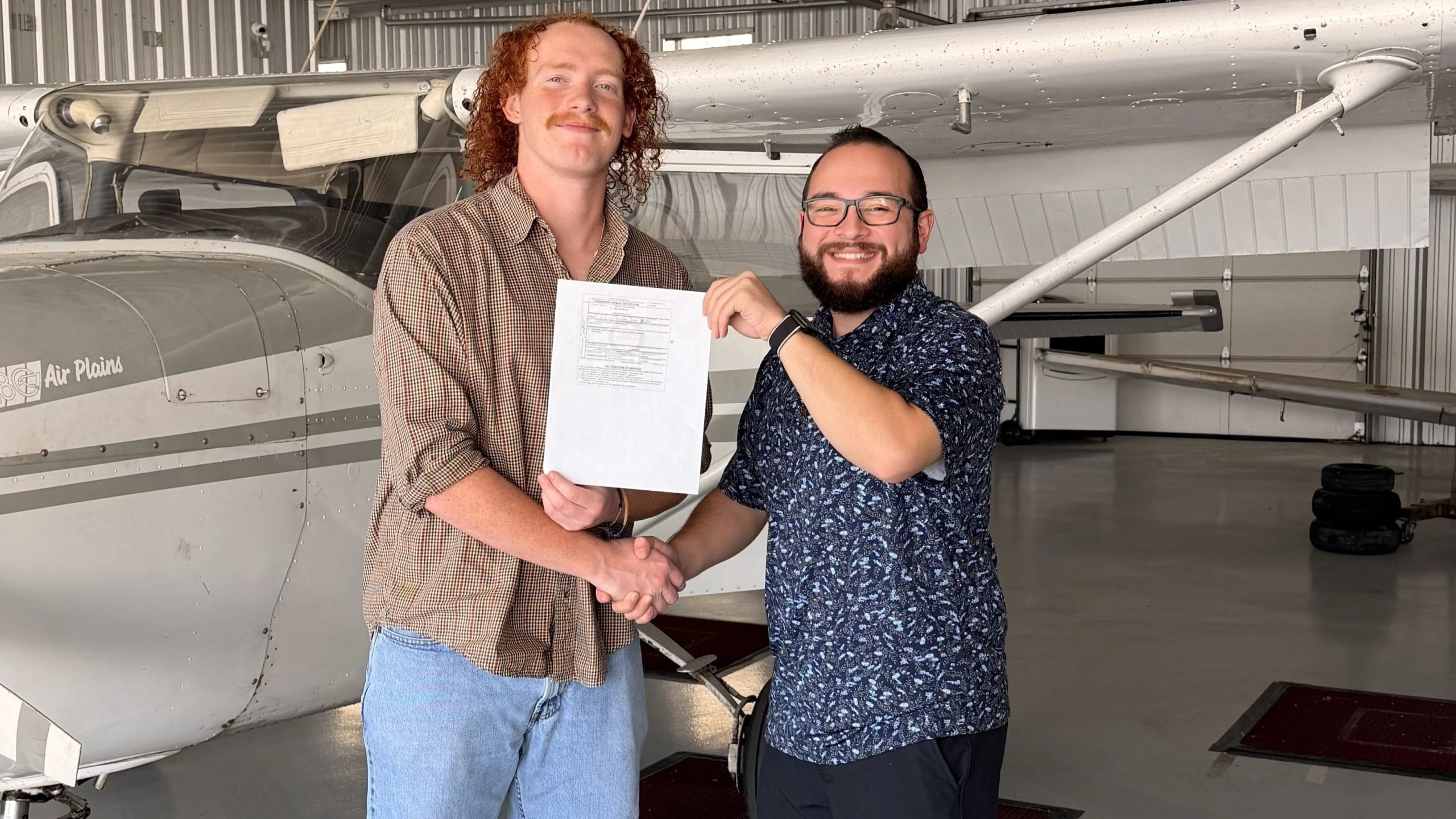 Pilot Rise student celebrating a completed Private Pilot checkride
