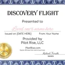 Pilot Rise discovery flight gift certificate sample