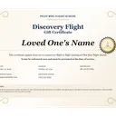 Pilot Rise discovery flight gift certificate sample