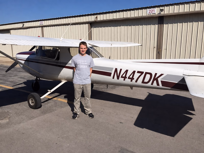 Michael Forseth beside N447DK when he began flight lessons