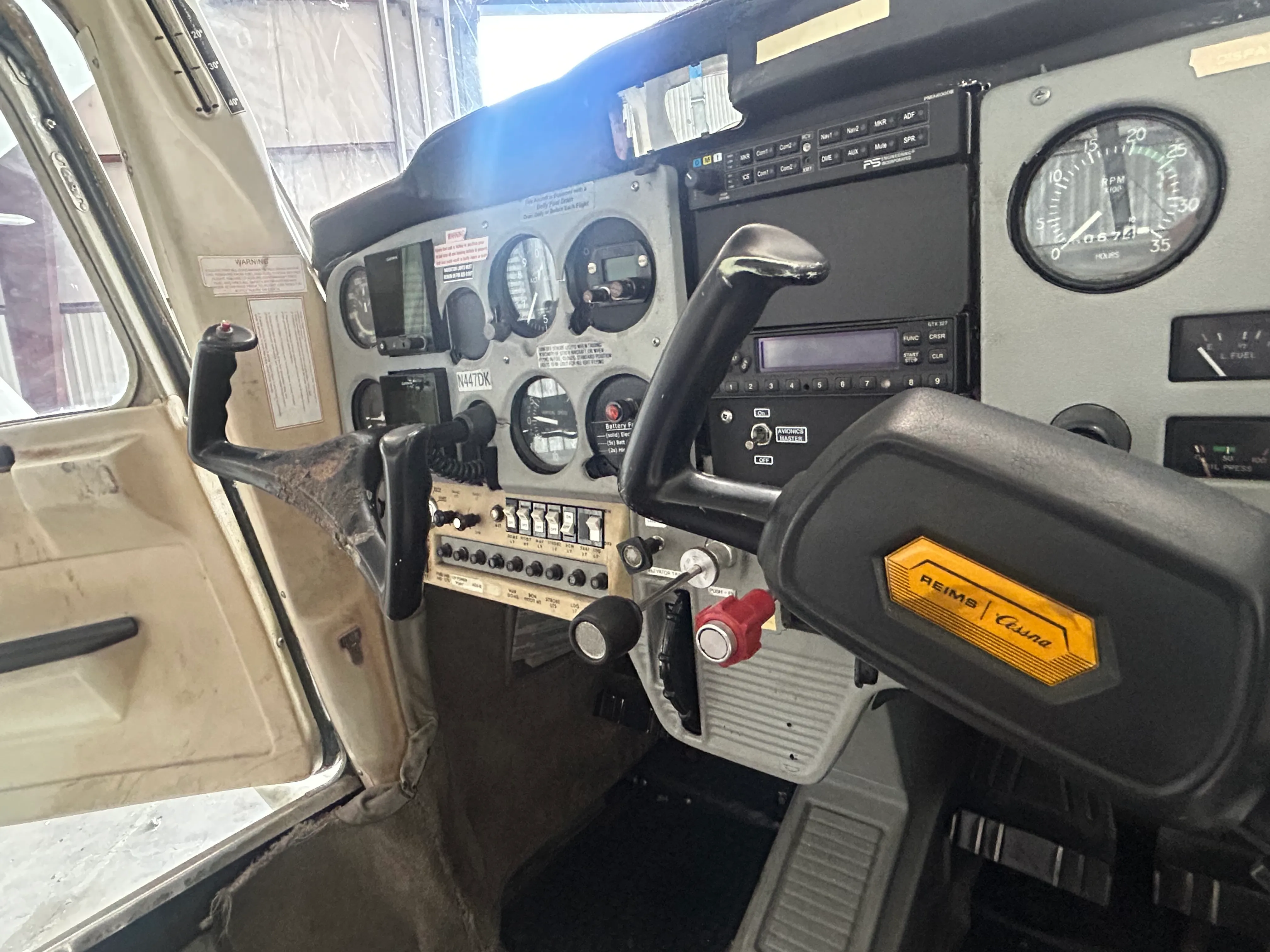 Angled dual Garmin G5 panel view inside N447DK