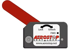 AeroStop secondary seat lock installed on a Cessna seat rail