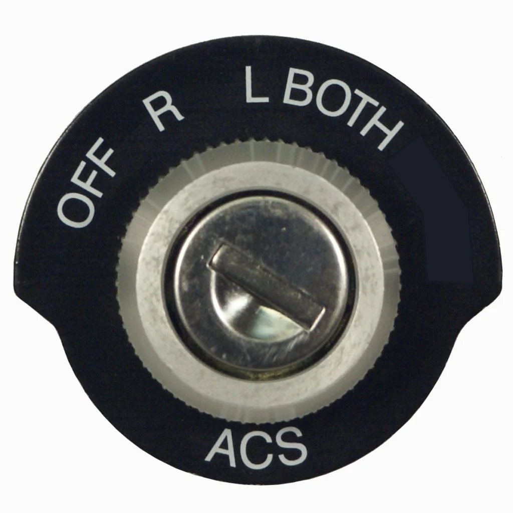 Aircraft ignition switch with OFF, magneto, BOTH, and START positions