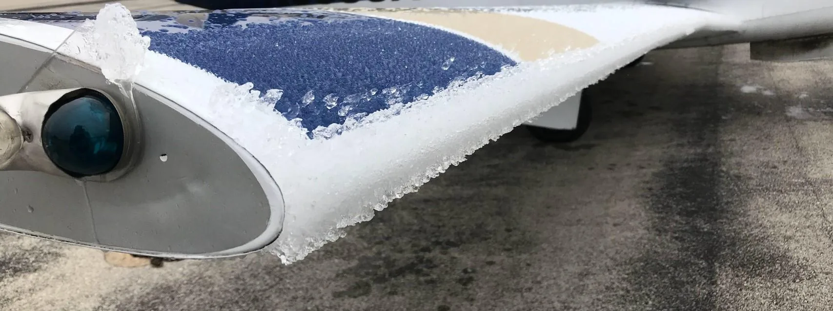 Ice contamination on an aircraft wing