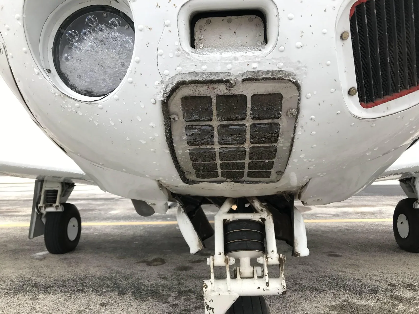 Ice obstructing an aircraft intake