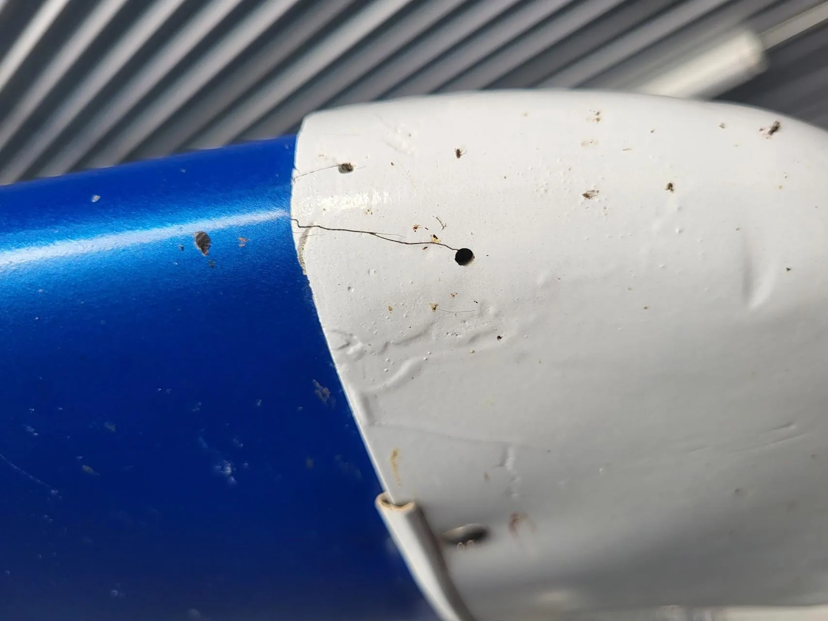 Example of a stop-drilled crack
