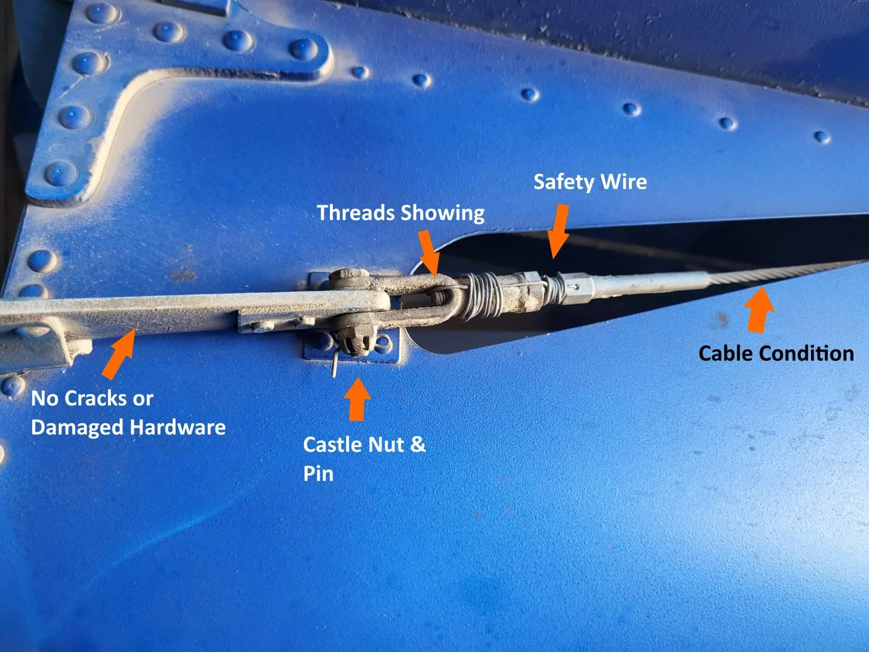 Detailed rudder control attachment hardware