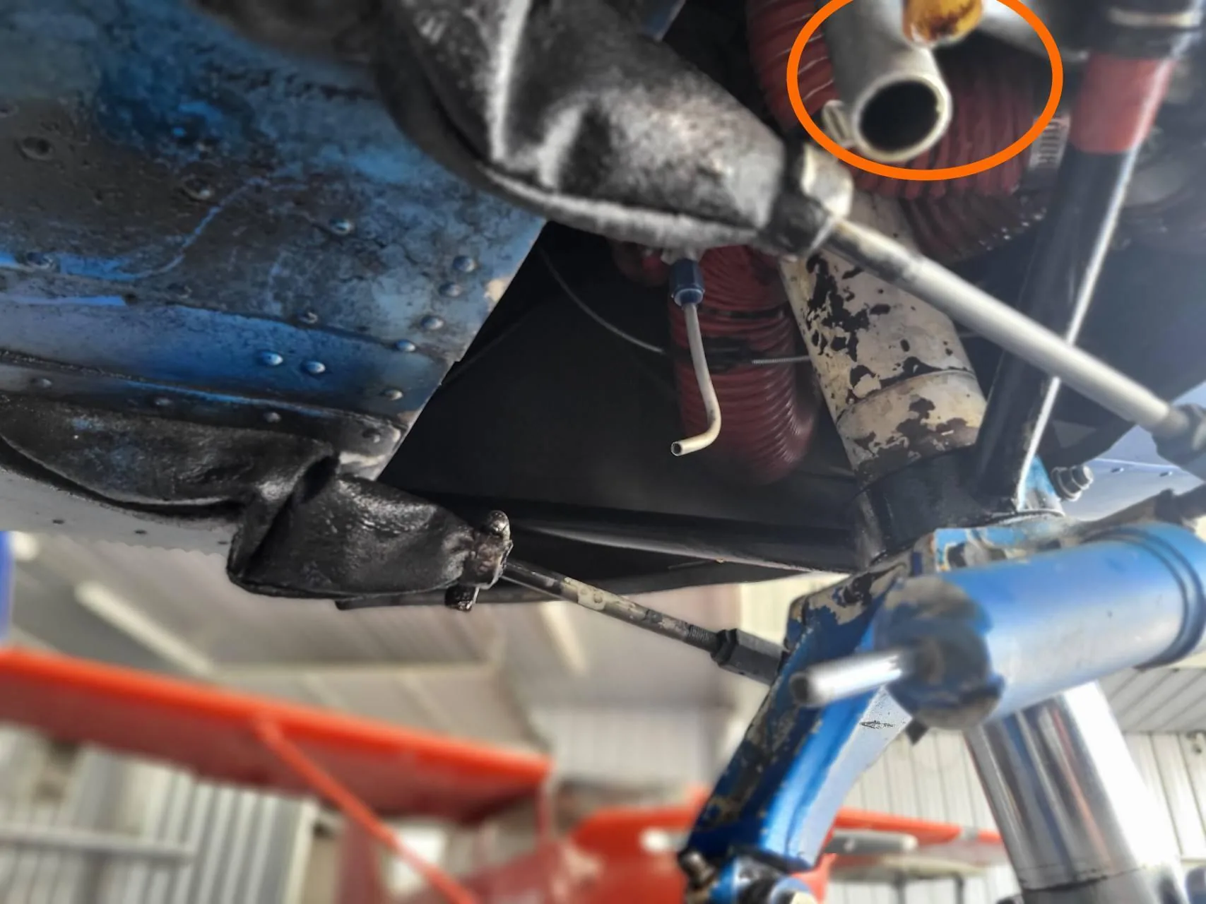 Alternate view of an oil breather line